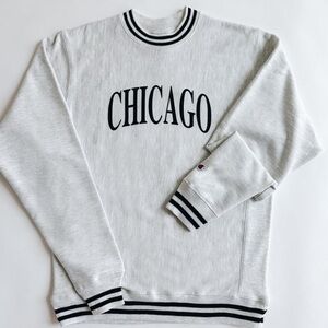 Alice & Wonder chicago champion striped rib crewneck - black
